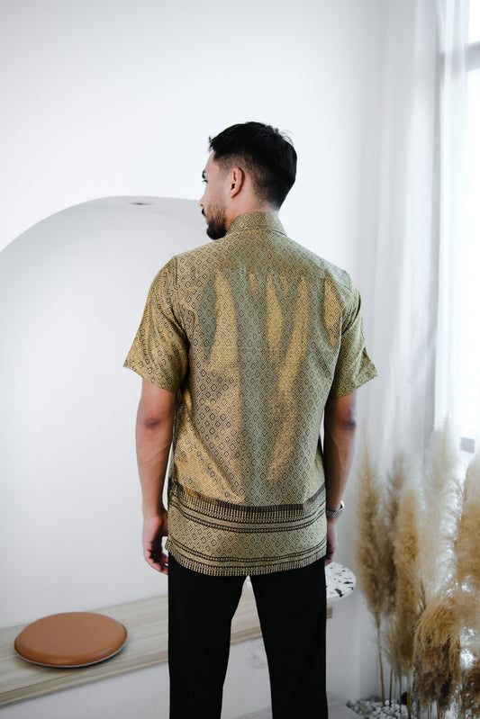 lux qamis songket shirt in gold - jia.basics