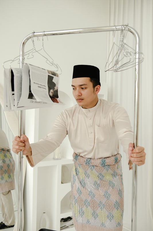 baju melayu premium satin in cream - jia.basics