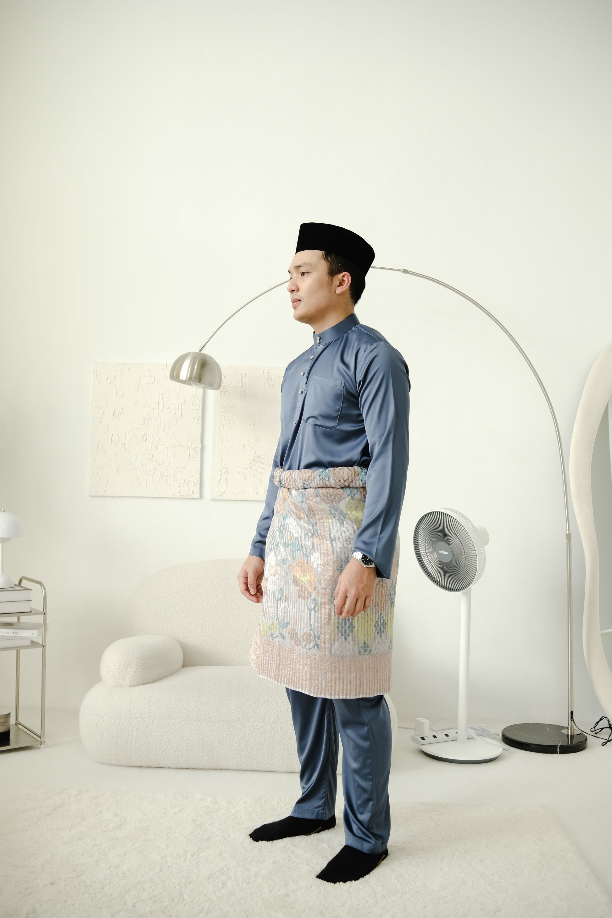 baju melayu premium satin in royal blue - jia.basics